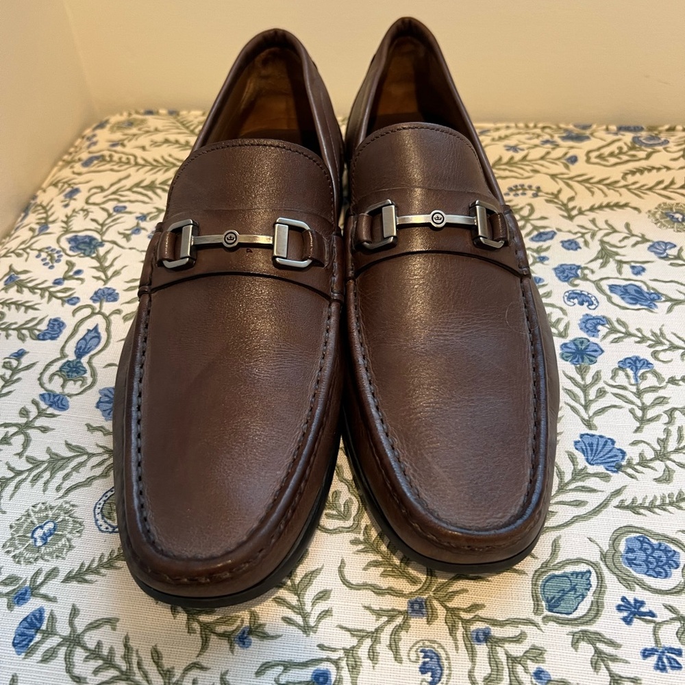 Men's Brown Leather Loafers Peter Millar Horsebit 10M